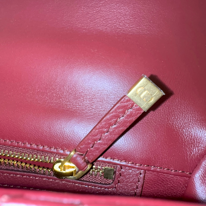 Dior Medium Calfskin Cannage Burgundy Calfskin Caro Shoulder Bag