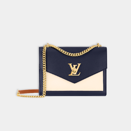 Louis Vuitton Microchipped MyLockMe Creme Navy Chain Shoulder Bag