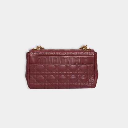 Dior Medium Calfskin Cannage Burgundy Calfskin Caro Shoulder Bag