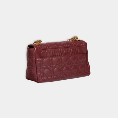 Dior Medium Calfskin Cannage Burgundy Calfskin Caro Shoulder Bag