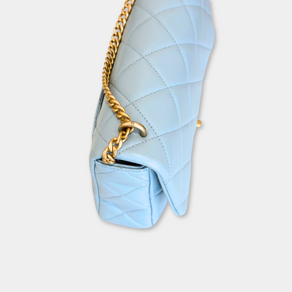 Microchipped 22P Baby Blue Medium Lambskin Enamel and Gold Tone Shoulder Bag