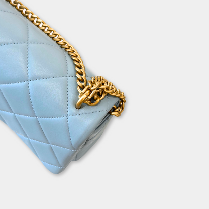 Microchipped 22P Baby Blue Medium Lambskin Enamel and Gold Tone Shoulder Bag